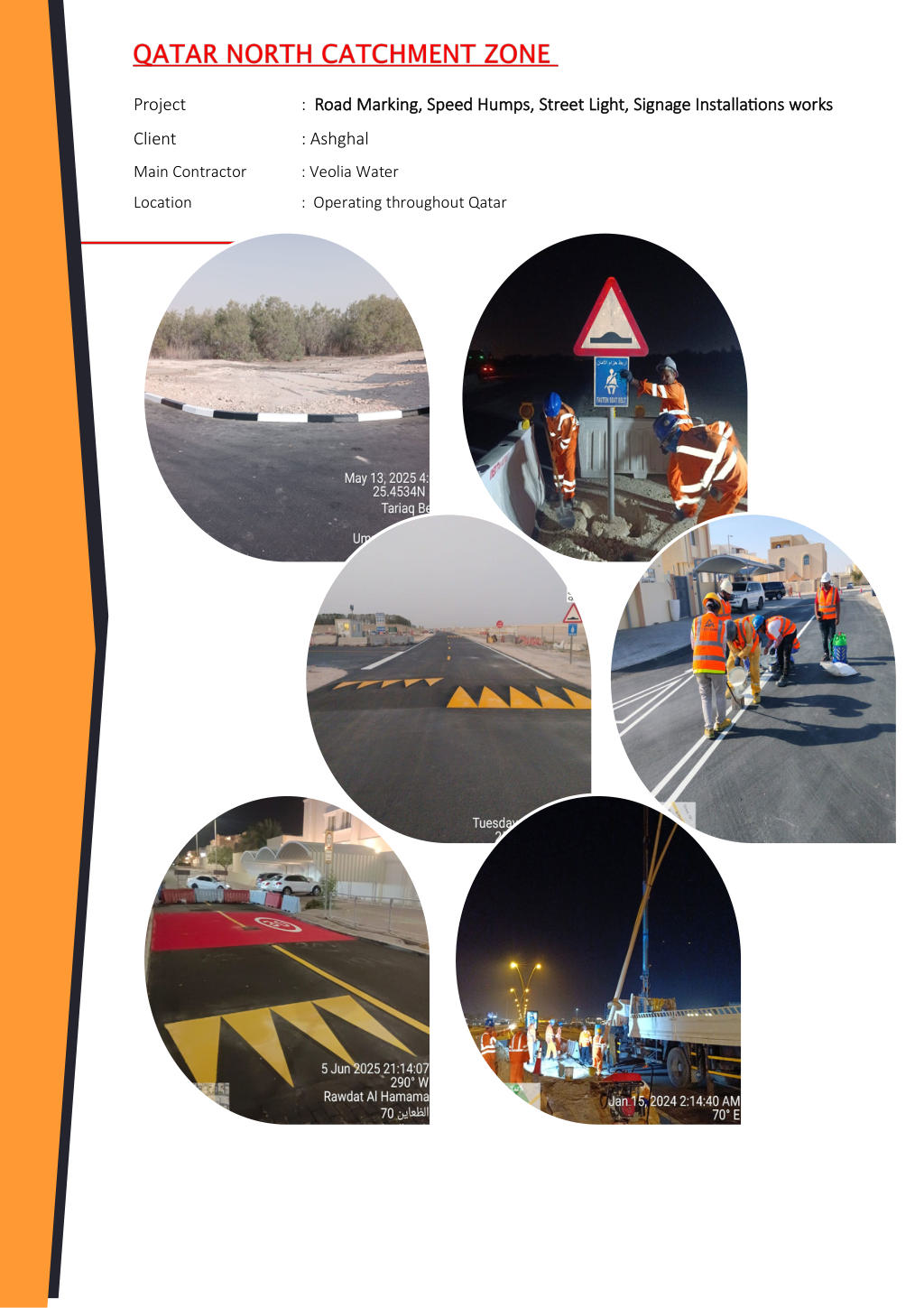 Road Marking, Speed Humps, Street Light and Signage Installation Works