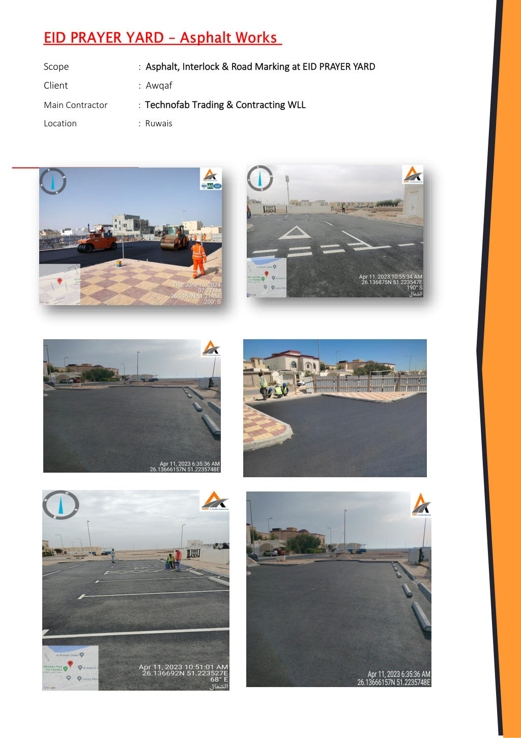 Asphalt, Interlock and Road Marking at Eid Prayer Yard